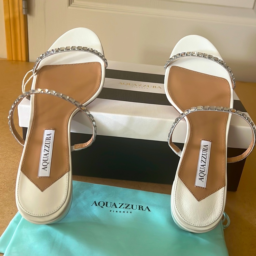 NEW Aquazzura Midnight Sandal 50, Size 41.5
